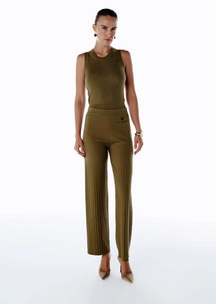 SLEEVELESS MERINO WOOL RICH BLEND KNIT TOP OLIVESTONE - 2