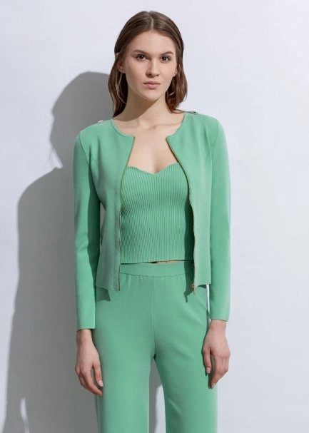 Slim Fıit Apple Mint Knıt Cardıgan - 1