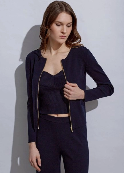 Slim Fıit Navy Knıt Cardıgan - 1