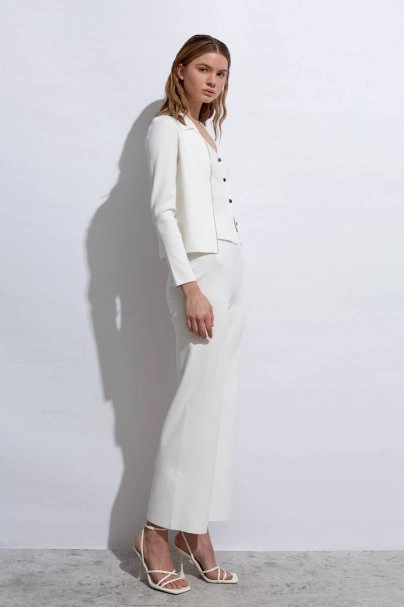 Slim Fıit White Knıt Cardıgan - 7