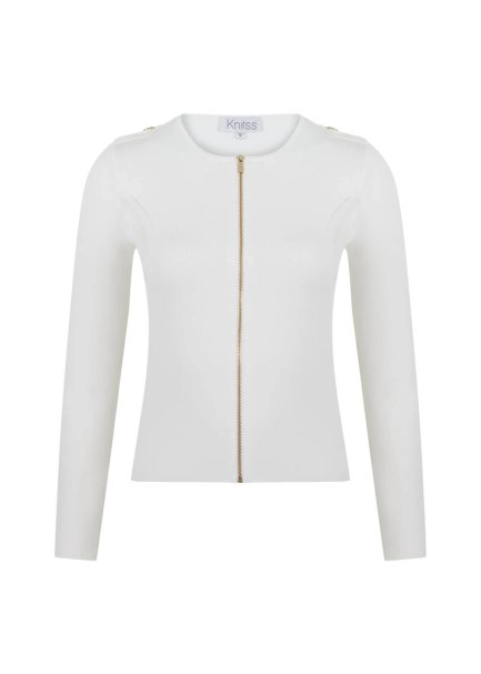 Slim Fıit White Knıt Cardıgan - 8