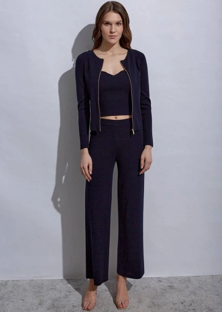 Slım Fıt Lacivert Triko Hırka - 2