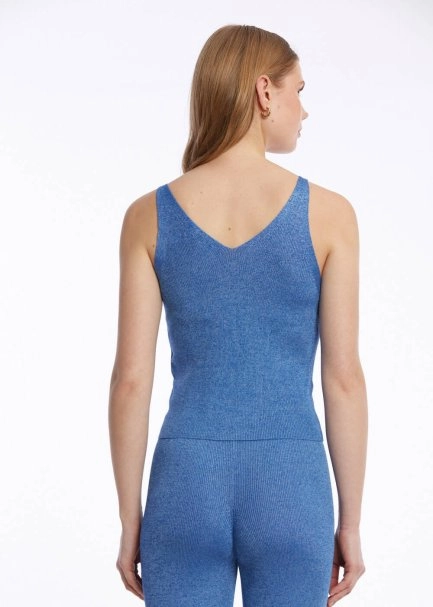 Slım Fıt Mavi Triko Üst - 4