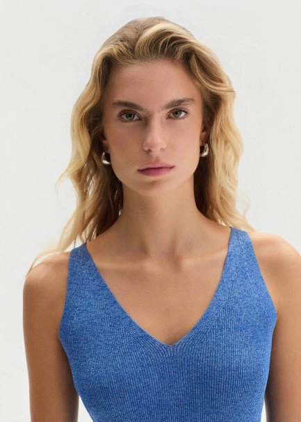 Slım Fıt Mavi Triko Üst - 1