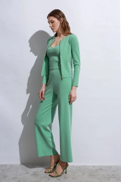 Slım Fıt Yeşil Triko Hırka - 5