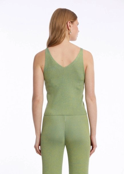 Slım Fıt Yeşil Triko Üst - 5