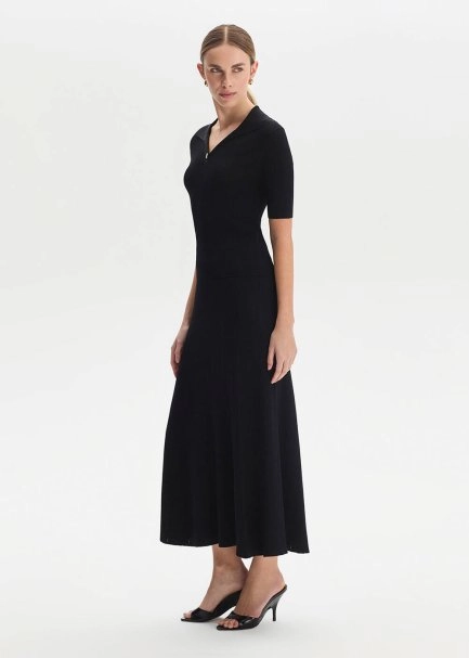 Slıt Detaıled Black Knıt Skırt - 4