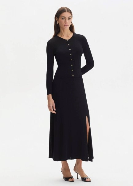 Slıt Detaıled Black Knıt Skırt - 2