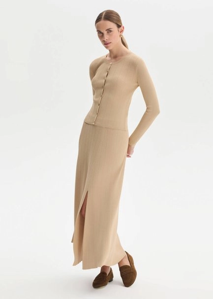 Slıt Detaıled Desert Knıt Skırt - 2