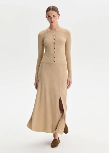 Slıt Detaıled Desert Knıt Skırt - 3