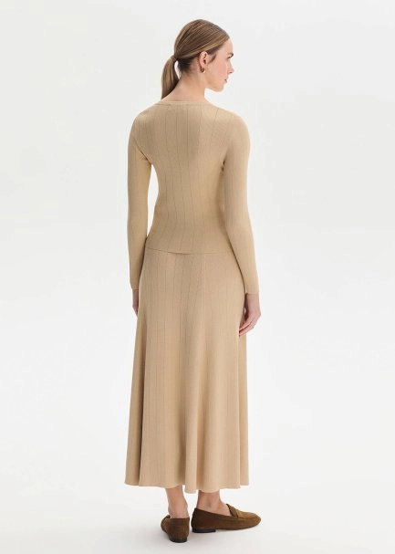 Slıt Detaıled Desert Knıt Skırt - 5