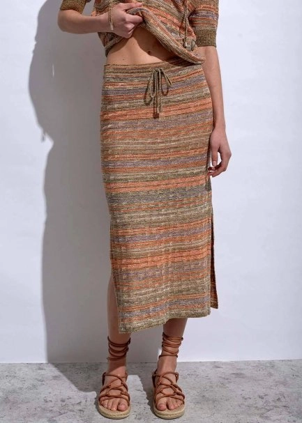 Slıt Detaıled Terracotta Knıt Skırt - 1
