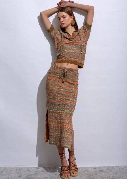 Slıt Detaıled Terracotta Knıt Skırt - 2