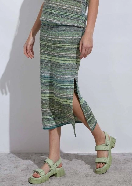 Slıt Detaıled Verdigris Knıt Skırt - 5