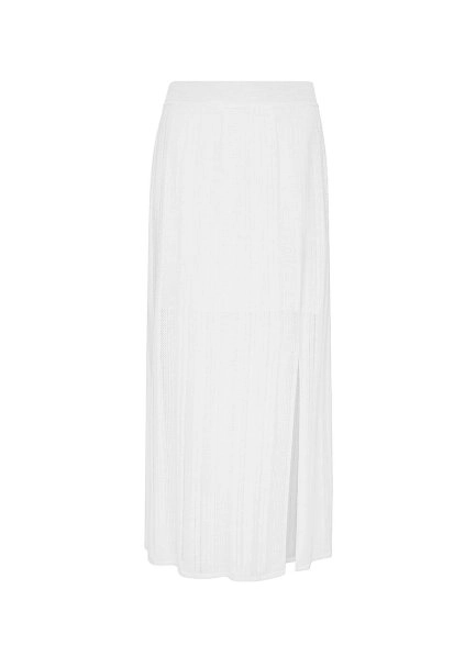 Slit Detailed White Pointelle Knit Skirt - 8