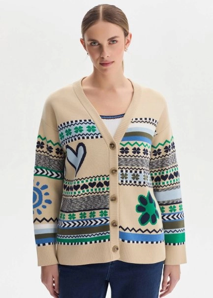 SPRING THEMED ORGANIC COTTON KNIT CARDIGAN - 1