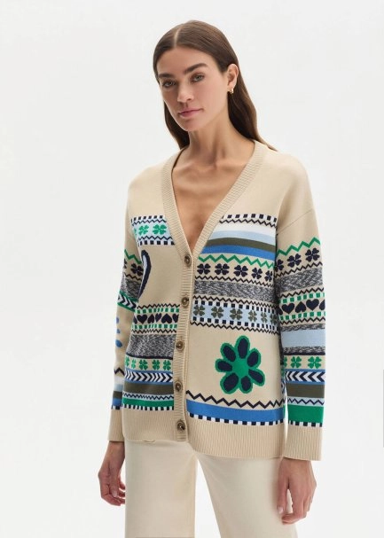 SPRING THEMED ORGANIC COTTON KNIT CARDIGAN - 1