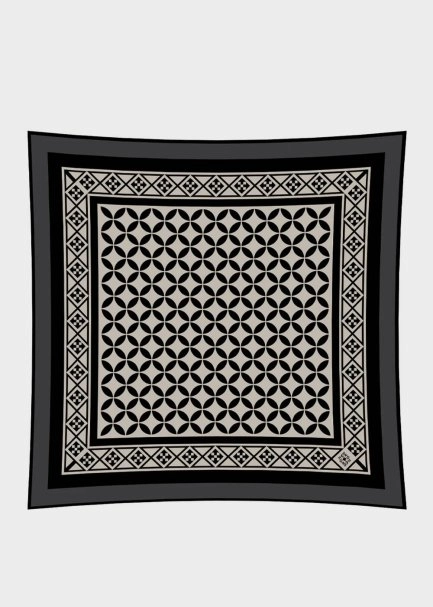 SQUARE PATTERNED PHERAHS LOGO PURE SILK SCARF - 3