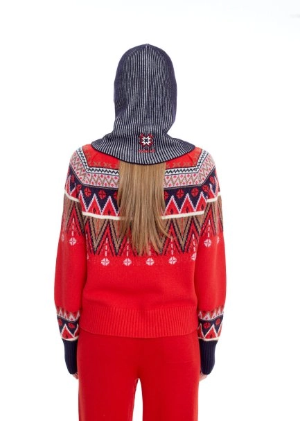 STAR EMBROIDERIED NAVY ECRU MERINO WOOL BALACLAVA - 5