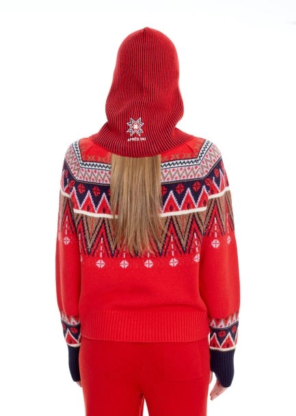 STAR EMBROIDERIED RED NAVY MERINO WOOL BALACLAVA - 5