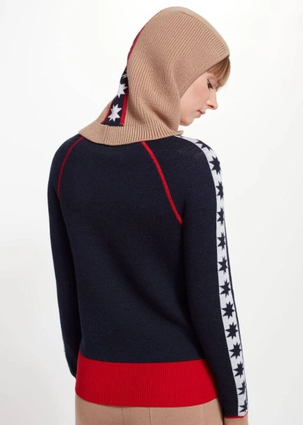 Star Patterned Camel Extrafine Merino Wool Balaclava - 7