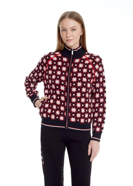 STAR PATTERNED EXTRAFINE MERINO WOOL CARDIGAN - 1