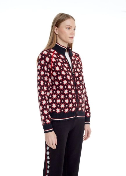 STAR PATTERNED EXTRAFINE MERINO WOOL CARDIGAN - 4