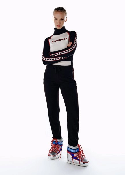 STAR PATTERNED EXTRAFINE MERINO WOOL KNIT PANTS - 2