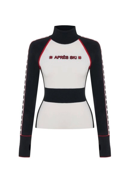 STAR PATTERNED EXTRAFINE MERINO WOOL SWEATER BLACK ECRU - 6