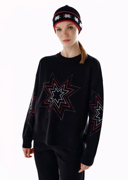 STAR PATTERNED MERINO WOOL CAP BLACK - 1