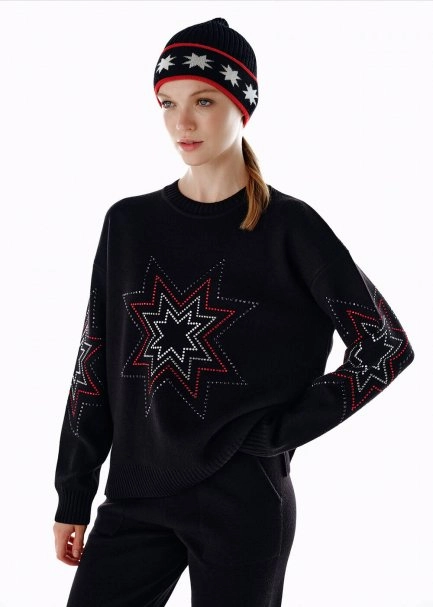 STAR PATTERNED MERINO WOOL CAP BLACK - 3