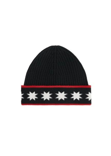 STAR PATTERNED MERINO WOOL CAP BLACK - 6