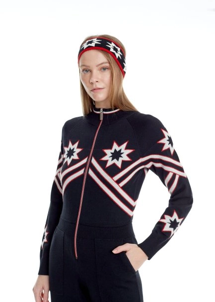 STAR PATTERNED MERINO WOOL HEAD BAND BLACK - 3