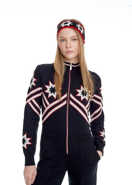 STAR PATTERNED MERINO WOOL HEAD BAND BLACK - 5