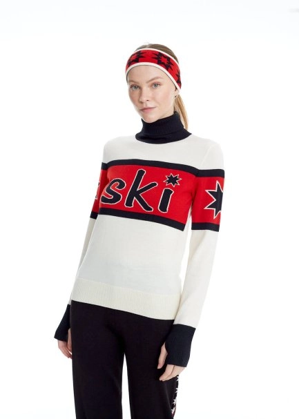 STAR PATTERNED MERINO WOOL HEAD BAND RED - 4