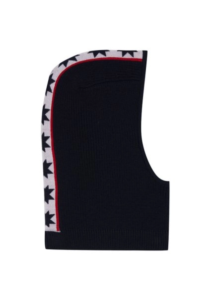 Star Patterned Navy Extrafine Merino Wool Balaclava - 8