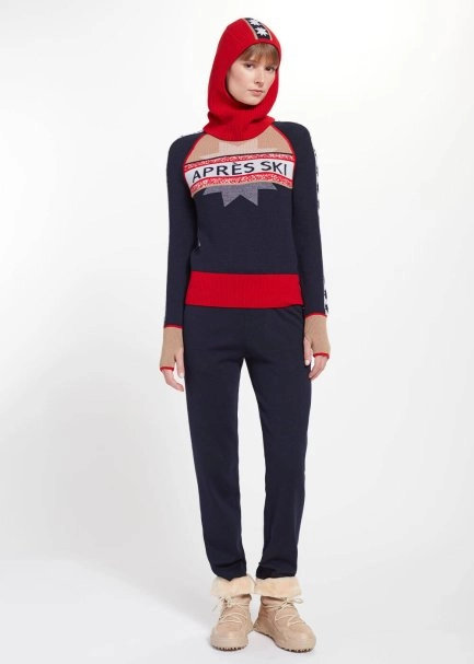 Star Patterned Red Extrafine Merino Wool Balaclava - 2