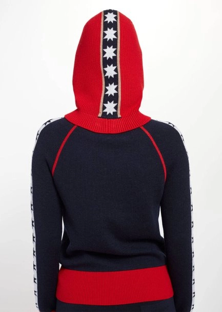 Star Patterned Red Extrafine Merino Wool Balaclava - 4