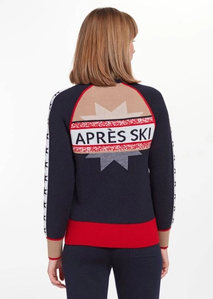 Star Patterned Turtle Neck Extrafine Merino Knit Cardigan - 3