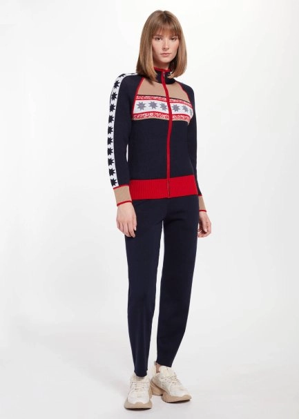 Star Patterned Turtle Neck Extrafine Merino Knit Cardigan - 5