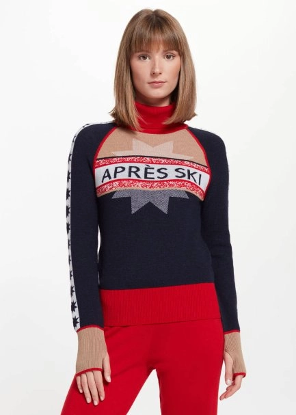 Star Patterned Turtle Neck Extrafine Merino Knit Sweater - 1