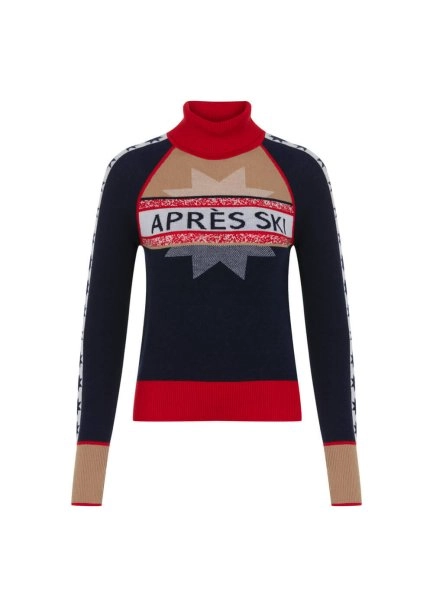 Star Patterned Turtle Neck Extrafine Merino Knit Sweater - 8