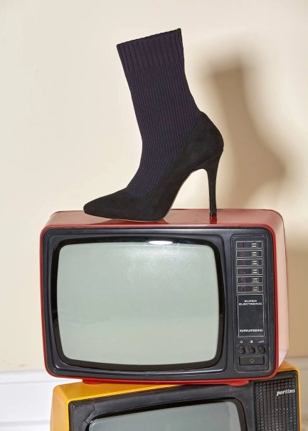 Stiletto Görünümlü Siyah Triko Bootie - 3