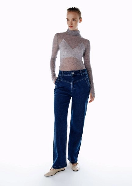 Straıght Leg Denim Pantolon Mavi - 3