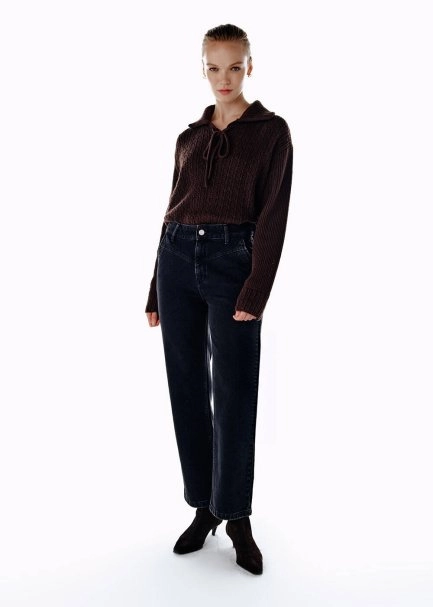 STRAIGHT LEG DENIM PANTS CHARCOAL - 2