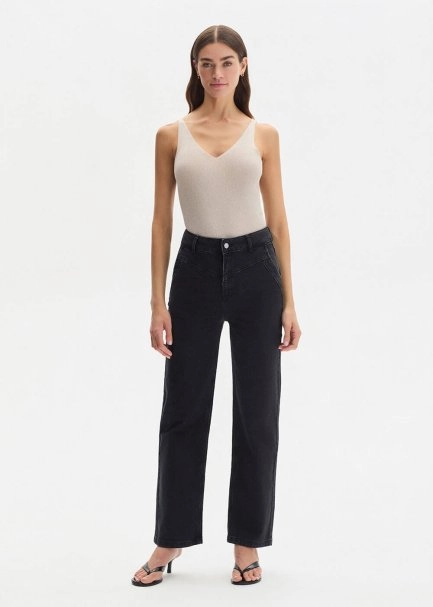 STRAIGHT LEG DENIM PANTS CHARCOAL - 1