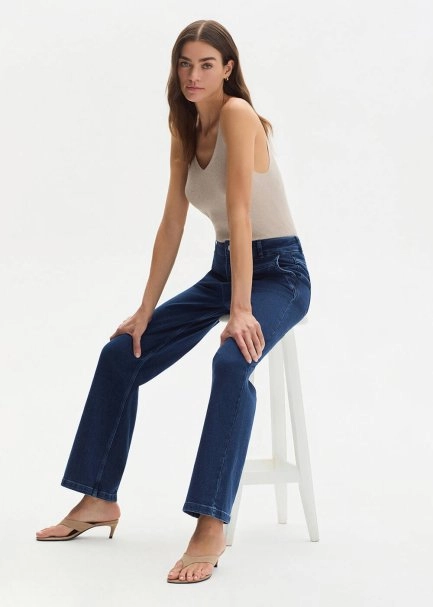STRAIGHT LEG DENIM PANTS MIDBLUE - 4