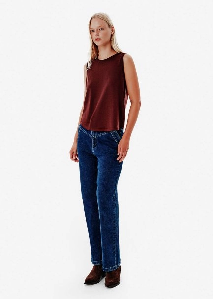 STRAIGHT LEG DENIM PANTS MIDBLUE - 3