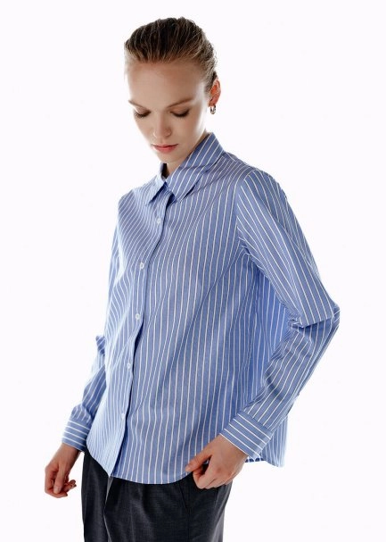 STRIPE BLUE REGULAR FIT SHIRT - 4