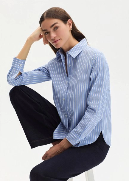 STRIPE BLUE REGULAR FIT SHIRT - 4